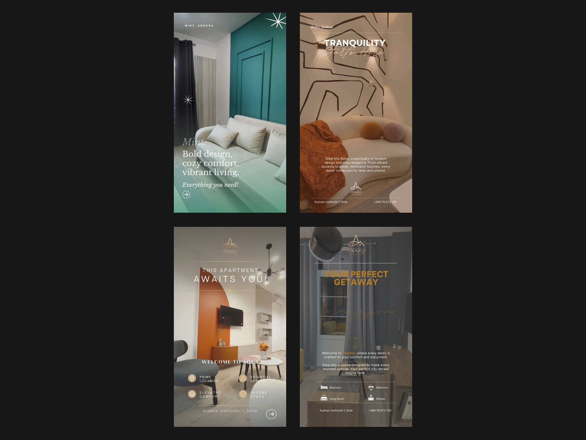 Selected Andora Apartments Reel cover designs